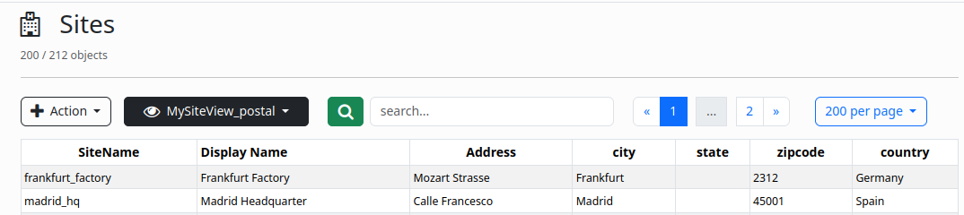 Postal Data View